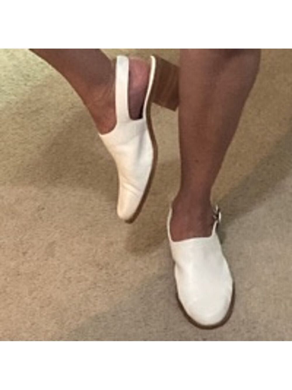 Women's WESTIE White Leather Slingback Heel Mules size 9